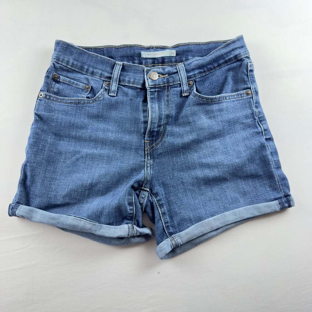 Levi's Mid Length Short Cuffed Denim Jeans Size 28